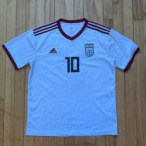 Adidas Iran National Team XL Soccer Jersey BAPIAZADA White Burgundy Number 10